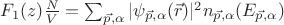 $F_1(z)\frac{N}{V}=\sum_{{\vec p,\alpha}}|\psi_{{\vec p,\alpha}}(\vec r)|^2 n_{{\vec p,\alpha}}(E_{{\vec p,\alpha}})$
