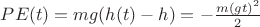 $PE(t) = mg(h(t)-h) = -\frac{m(gt)^2}2$ $PE(t) = mg(h(t)-h) = -\frac{m(gt)^2}2$
