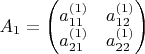 $A_1=\left(\begin{matrix}
a^{(1)}_{11} & a^{(1)}_{12} \\
a^{(1)}_{21} & a^{(1)}_{22}
\end{matrix}\right)$