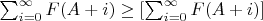 $\sum_{i=0}^{\infty}{F(A+i)}\geq [\sum_{i=0}^{\infty}{F(A+i)}]$