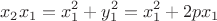 $$x_2x_1 =x_1^2+y_1^2=x_1^2+2px_1$$