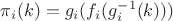 $\pi_i(k) = g_i(f_i(g_i^{-1}(k)))$
