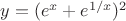 $y=(e^x+e^{1/x})^2$
