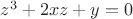 $z^3+2xz+y=0 $