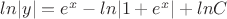 $ln|y|=e^x-ln|1+e^x|+lnC$