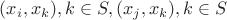 $(x_i,x_k),k\in S, (x_j,x_k),k\in S$