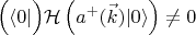 $\Big(\langle 0  |  \Big)\mathcal H \left(a^+(\vec k) | 0 \rangle \right) \neq 0$
