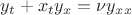 ${y_t} + {x_t}{y_x} = \nu y_x_x$