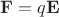 $\mathbf{F}=q\mathbf{E}$