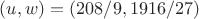 $(u,w)=(208/9,1916/27)$