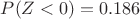 $P(Z<0)=0.186$