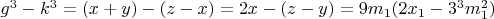 $g^3-k^3=(x+y)-(z-x)=2x-(z-y)=9m_1(2x_1-3^3m_1^2)$