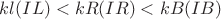 $kl(IL)<kR(IR)<kB(IB)$