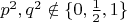 $p^2, q^2\notin \{0,\frac 1 2,1\}$