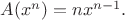 $A(x^n)=nx^{n-1}.$