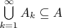 $\bigcup\limits_{k=1}^{\infty}A_k\subseteq A$