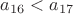 $a_{16}<a_{17}$