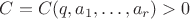 $C=C(q,a_1,\ldots,a_r)>0$