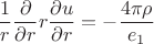 $${1\over r}{\partial\over\partial r}r{\partial u\over\partial r}=-{4\pi\rho\over e_1}$$