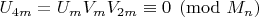 $U_{4m} = U_{m}V_mV_{2m} \equiv 0\pmod{M_n}$