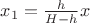 $x_1=\frac{h}{H-h}x$ $x_1=\frac{h}{H-h}x$