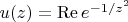 $u(z)=\mathrm{Re}\,e^{-1/z^2}$