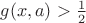 $g(x,a)>\frac 1 2$