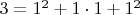 $3=1^2+1\cdot1+1^2$
