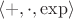 $\langle +, \cdot, \exp \rangle$