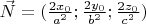 $\vec{N} = (\frac{2 x_0}{a^2}; \frac{2 y_0}{b^2}; \frac{2 z_0}{c^2})$