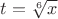 $t=\sqrt[6]{x}$