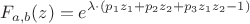 $$F_{a, b}(z) = e^{\lambda\cdot(p_1z_1+p_2z_2+p_3z_1z_2-1)}$$