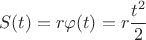 $$ S(t) = r \varphi(t) = r \frac{t^2}{2}$$ $$ S(t) = r \varphi(t) = r \frac{t^2}{2}$$