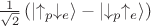 $\frac 1 {\sqrt 2} \left(\left|\uparrow_p\downarrow_e\right\rangle - \left|\downarrow_p\uparrow_e\right\rangle\right)$