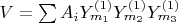 $V=\sum A_{i}Y_{m_{1}}^{\left(1\right)}Y_{m_{2}}^{\left(1\right)}Y_{m_{3}}^{\left(1\right)}$