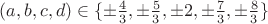 $(a,b,c,d)\in \{\pm \frac 43,\pm \frac53, \pm 2,\pm \frac 73,\pm \frac 83\}$