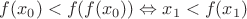 $f(x_0)<f(f(x_0))\Leftrightarrow x_1<f(x_1)$