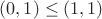 $(0,1)\leq (1,1)$