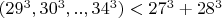 $(29^3, 30^3,..,34^3)<27^3+28^3$
