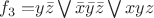 $f_3 = $$y \bar{z} \bigvee \bar{x} \bar{y} \bar{z} \bigvee xyz$$