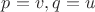 $p=v, q=u$