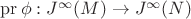 $\mathrm{pr}\, \phi: J^\infty (M) \to J^\infty (N)$