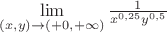 $\lim\limits_{(x,y)\to(+0,+\infty)}\frac{1}{x^{0,25}y^{0,5}}$