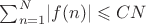 $\sum_{n=1}^{N}\lvert f(n)\rvert\leqslant CN$