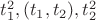$t_1^2, (t_1,t_2), t_2^2$