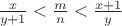 $\frac{x}{y+1}<\frac{m}{n}<\frac{x+1}y$