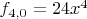 $f_{4,0}=24x^4$