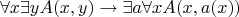 $$\forall x\exists yA(x,y)\rightarrow\exists a\forall xA(x,a(x))$$