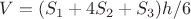 $V=(S_1+4S_2+S_3)h/6$