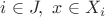 $i\in J,\,\, x\in X_i$